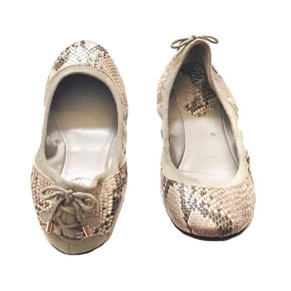 Cole Haan Shoes - Maria Sharapova Cole Haan tan snake snakeskin leather lace up heel ballet flats